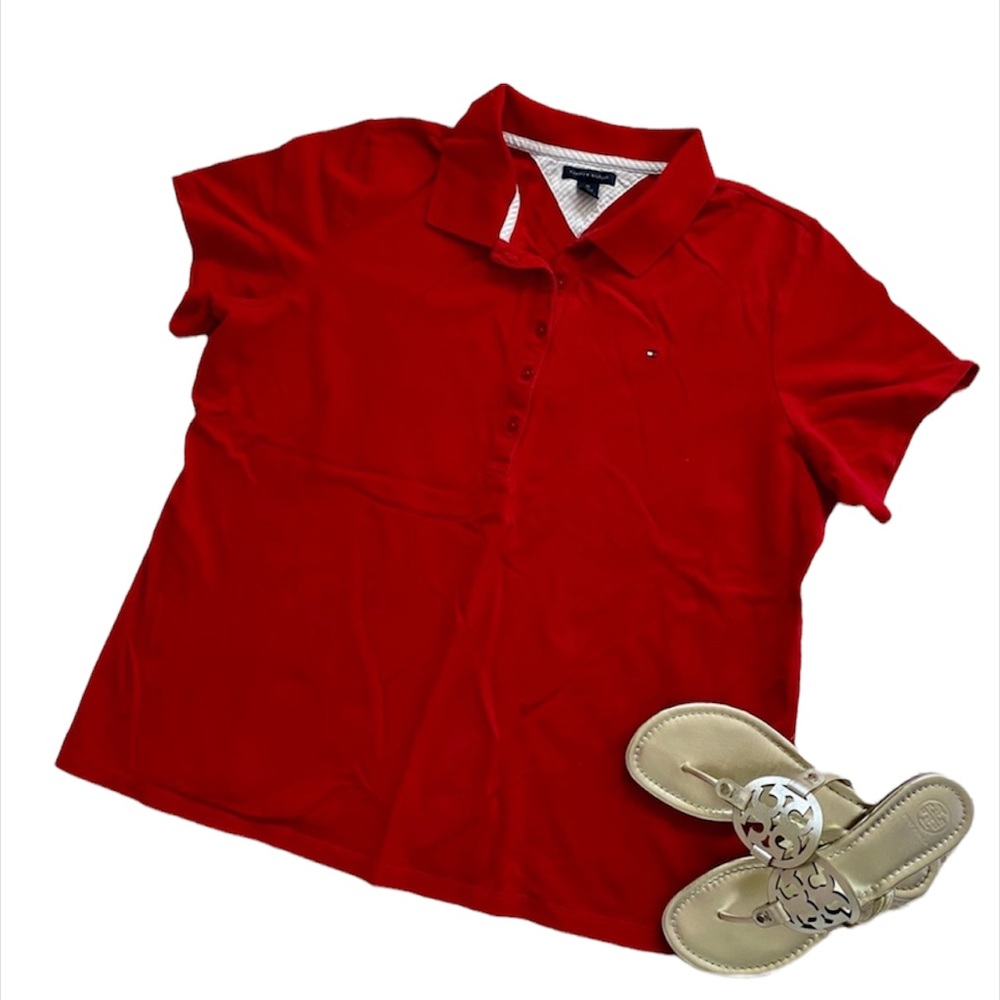 Tommy Hilfiger women’s red short sleeve polo shirt